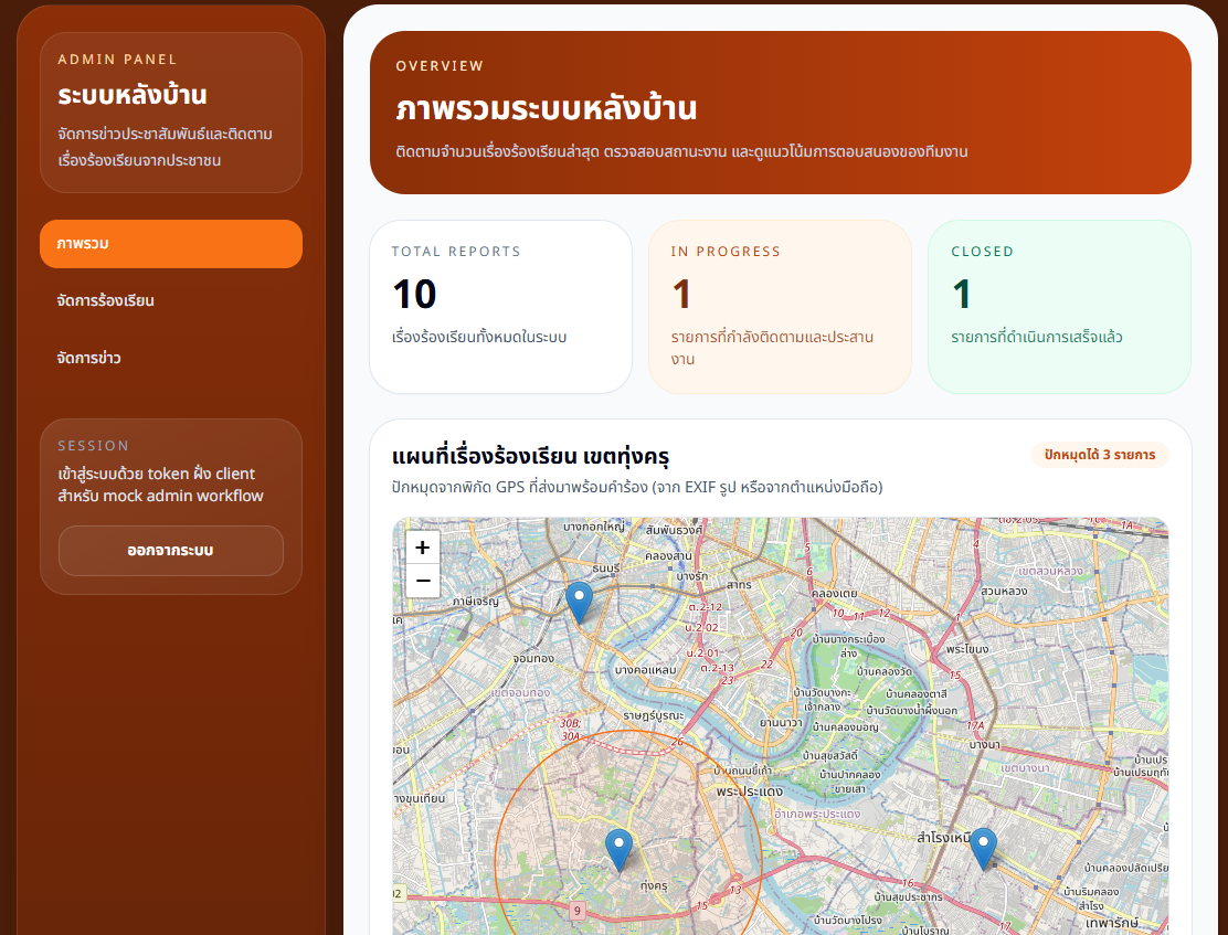 Admin Dashboard & Map Visualization